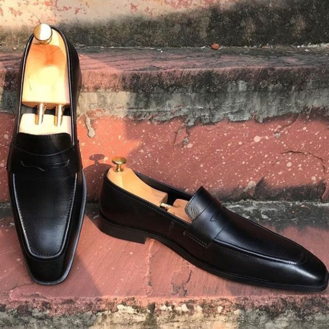 Leather Loafers Men Slip on Shoes Men - Etsy