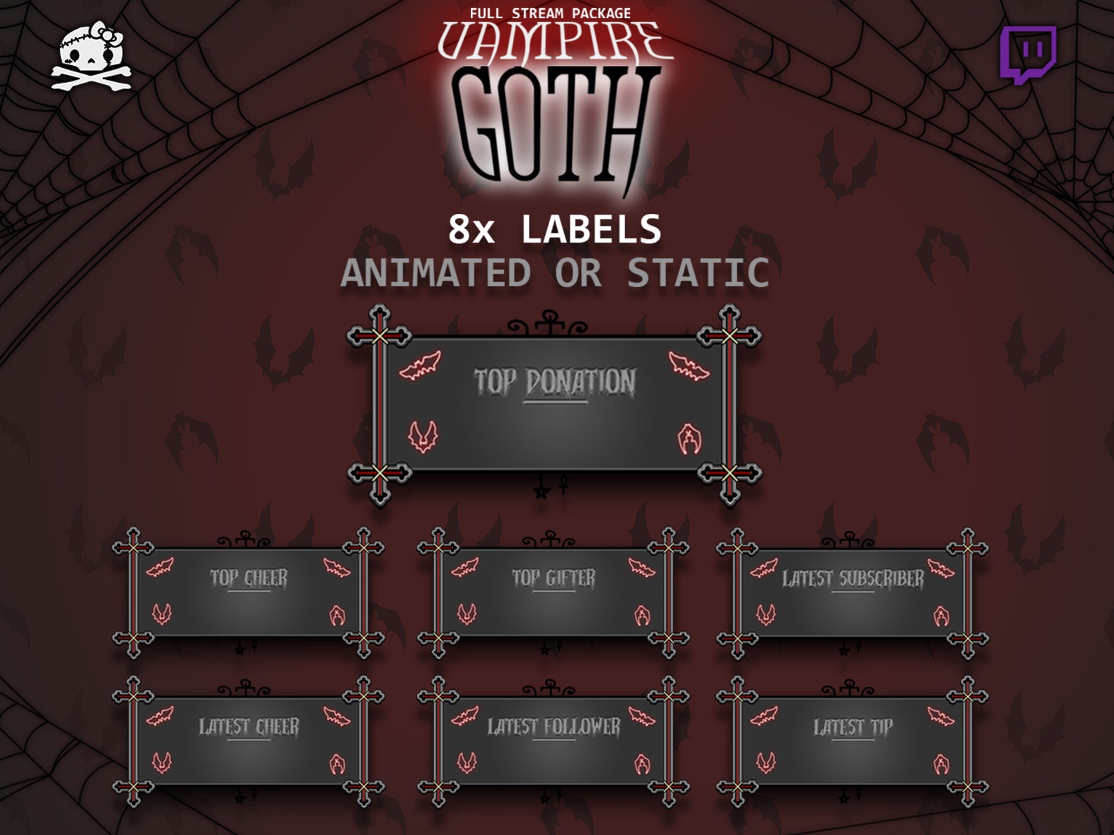 Vampire Gothic Stream Pack – Animated Twitch and Youtube Assets ...