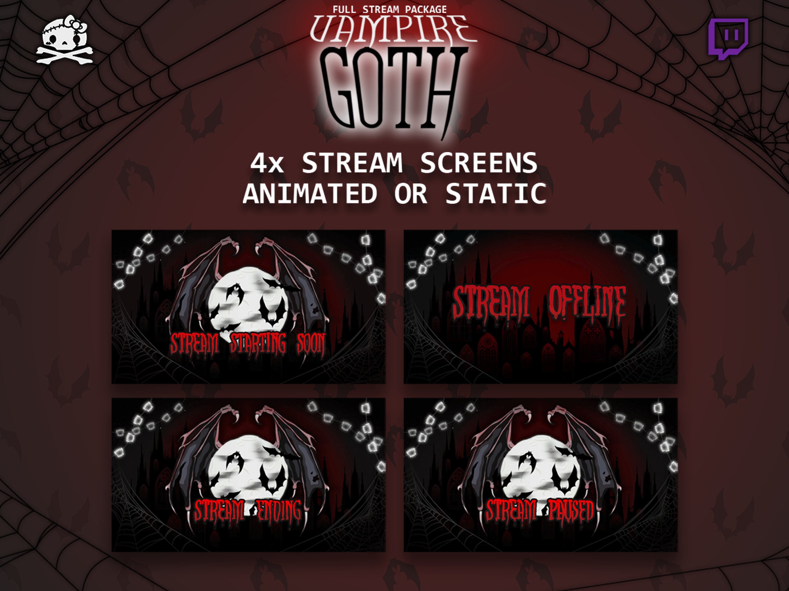 Animated Gothic Vampire Stream Overlay Just Chatting Overlay -  Canada