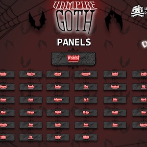 TWITCH Stream Panels - Vampire Goth Scene - Occult Witch Vampiric Gothic - Red - Spooky Goth Vibes - Youtube - Halloween