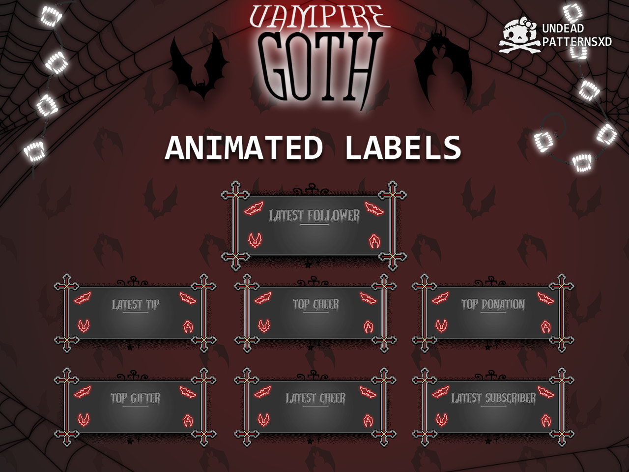 Goth Labels Vampire Goth Animated Stream Labels – Occult Twitch Graphics (GIF, PNG ...