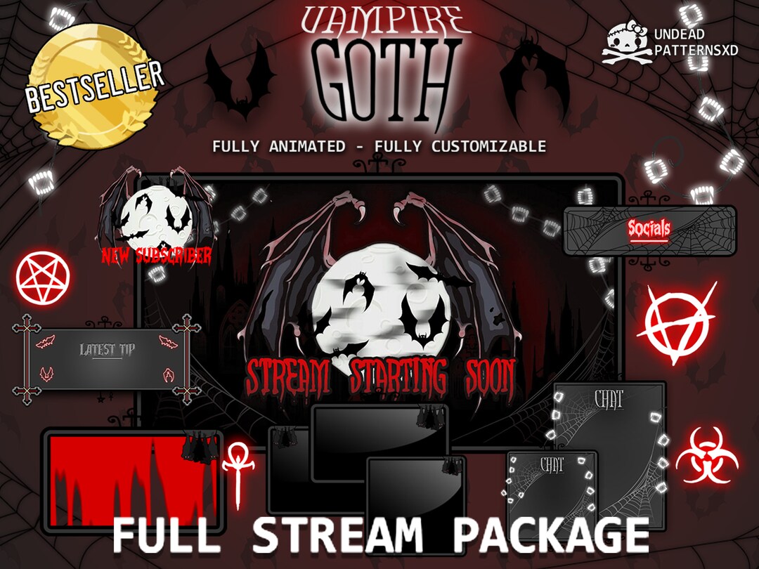Vampire Gothic Stream Pack – Animated Twitch and Youtube Assets ...