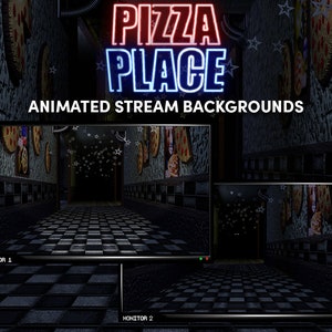 Horror Pizza Place Stream Backgrounds -Twitch, YouTube, Horror Digital Assets -Animowane tło, Wiadomości, Gra wideo - Pobieranie cyfrowe