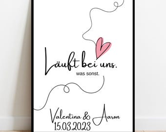 Póster con mensaje: "Nos va de maravilla. ¿Qué más se puede pedir?" | Regalo original para parejas, aniversarios o San Valentín | Personalizado con nombres y fecha