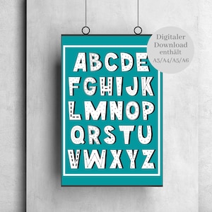 Pósteres del alfabeto | Decoración del hogar | nacimiento | Aprender | Habitación infantil | Bebé | Amistad y Amor | escuela | Ayuda para niños | Regalo | Digital