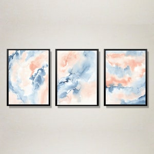 Conjunto de 3 carteles de obras de arte abstractas | Decoración del hogar | Diseño | Motivación | Amistad y Amor | Regalo para mujer y hombre | Pósteres digitales A4