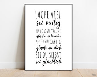 laugh a lot poster saying | Home Deco | Sayings Poster | Love and Friendship | Birthday and Housewarming Gift | For women and men |