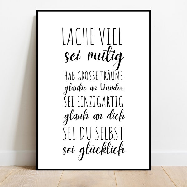 rire beaucoup affiche disant | Déco Maison | Affiche d'énonciations | Amour et Amitié | Cadeau d'anniversaire et de pendaison de crémaillère | Pour femmes et hommes |