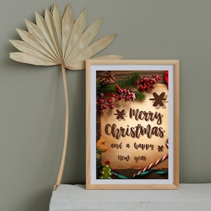 Feliz Natal Pôster | Decoração para casa | Natal | Motivos de renas e bonecos de neve | Amizade e Amor | Presente | Cartazes digitais A4