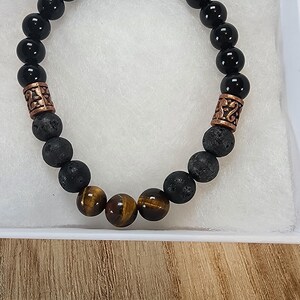 Tiger eye and lava bead stretch bracelet
