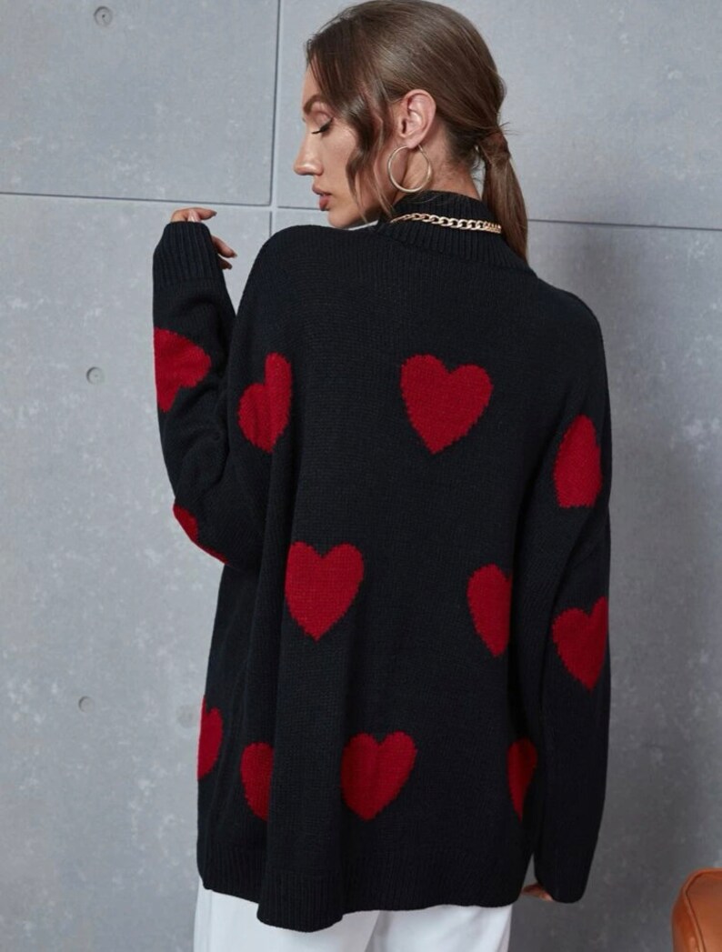Womens Valentine Sweater Womens Heart Sweater Womens Etsy