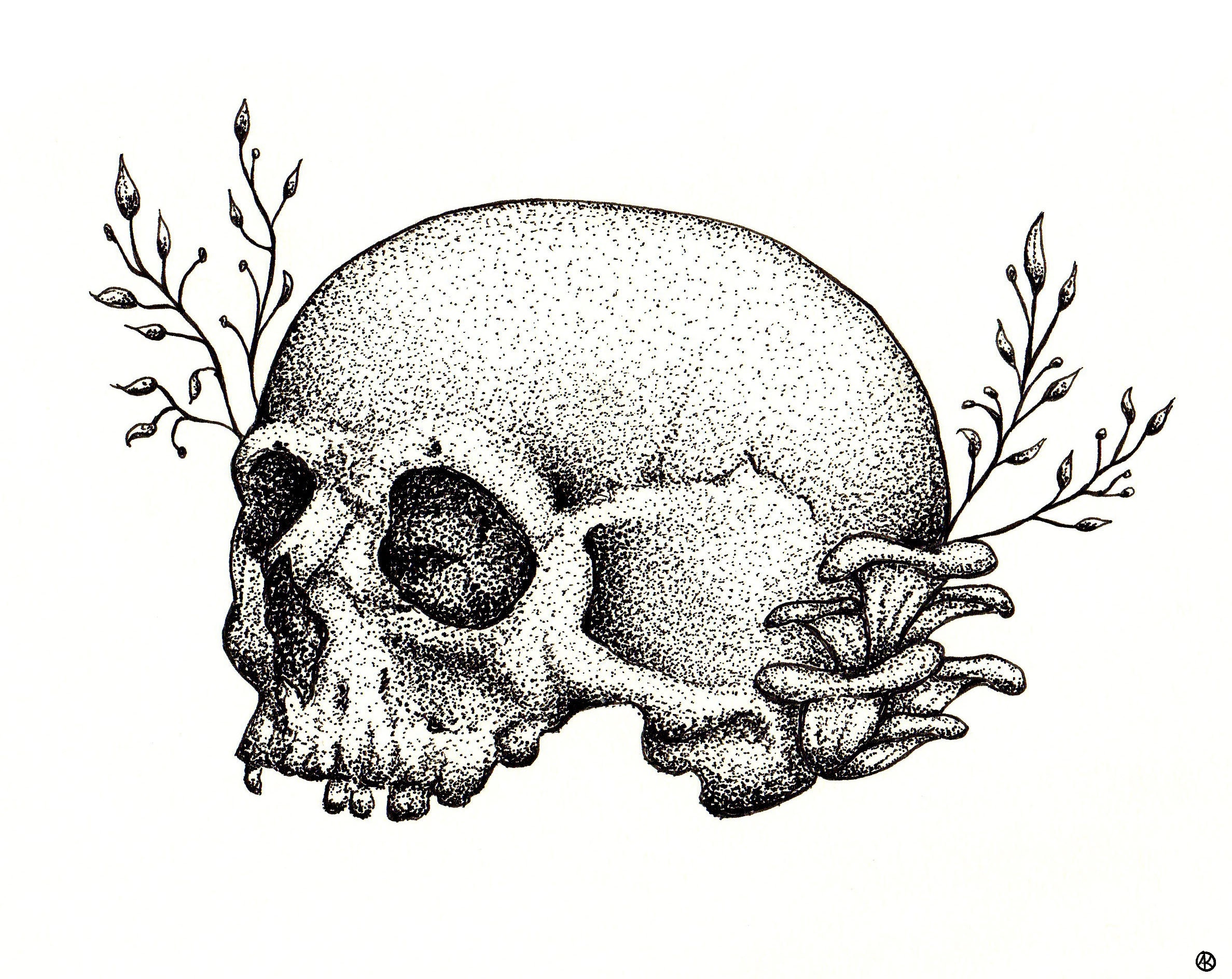 Pointillism Black And White Flowers