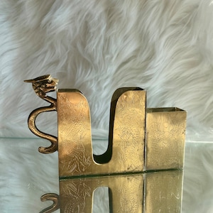 Antique Dragon Brass Match and Cigarette Safe Holder Case Etched Design