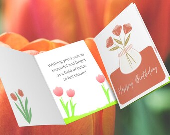 Printable Happy Birthday Card Printable PDF Birthday Card With Envelope ...