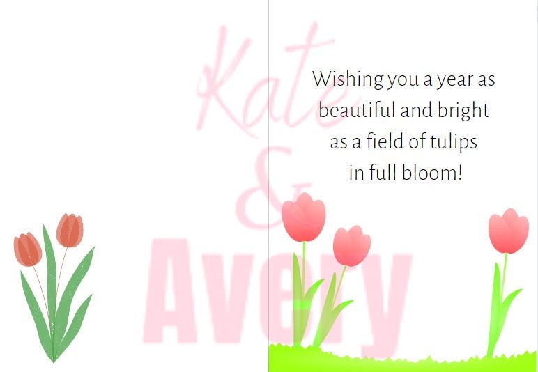 Printable Happy Birthday Card With Tulips Printable PDF Birthday Card ...
