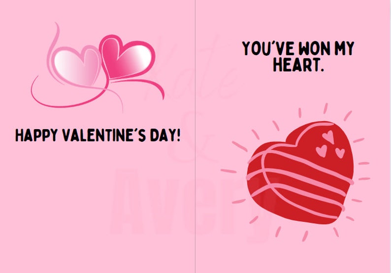 Valentine s Day Card Printable PDF File Ready To Print In Color You ve Won A Prize Valentine s
