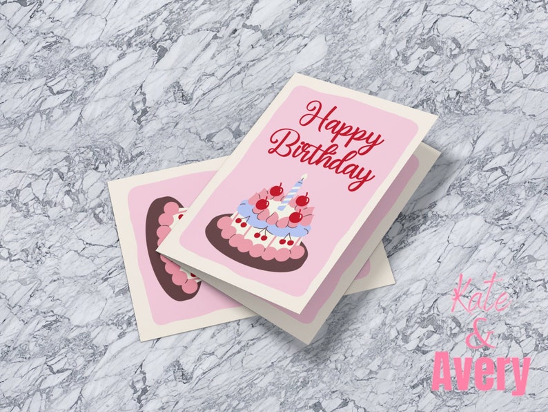 Printable Happy Birthday Card Printable PDF Birthday Card With Envelope 