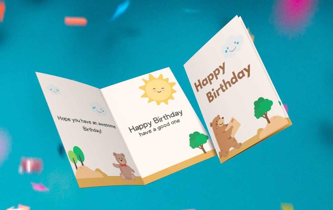 Printable Happy Birthday Card Printable PDF Birthday Card With Envelope ...