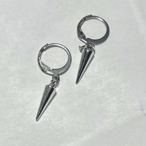 Handmade Punk Spike/Stud Charm: Stainless Steel Hoop Lever Back Earrings