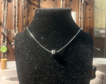 handmade y2k punk silver stainless steel snake cord necklace with 3D 8ball bead charm