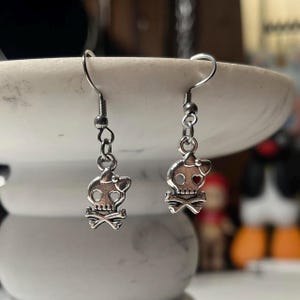 handmade y2k punk silver fish skeletons fish hook dangle earrings