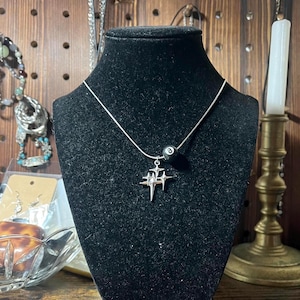 Handmade Y2K Star Pendant Necklace: 3D 8Ball Bead, Stainless Steel Chain