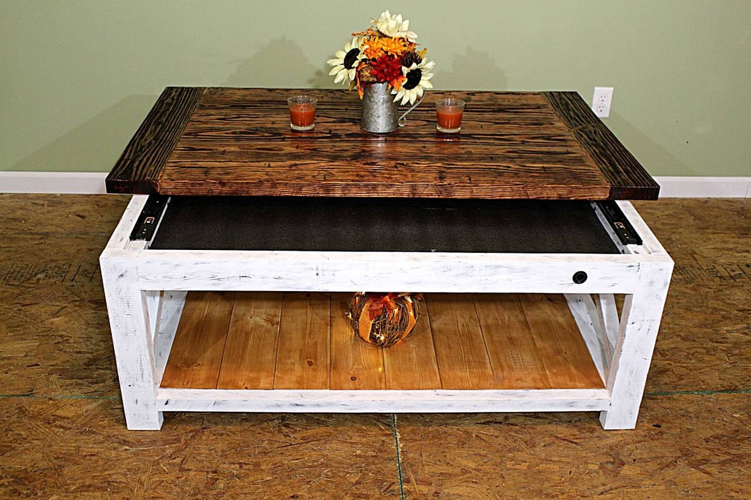 Farmhouse Concealment Coffee Table harvest Model handcrafted Etsy