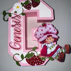 Custom 3D Strawberry Girl, Blue Dog, (or ANY idea you have) Letter or Number with Name Personalization Made out of Cardstock!