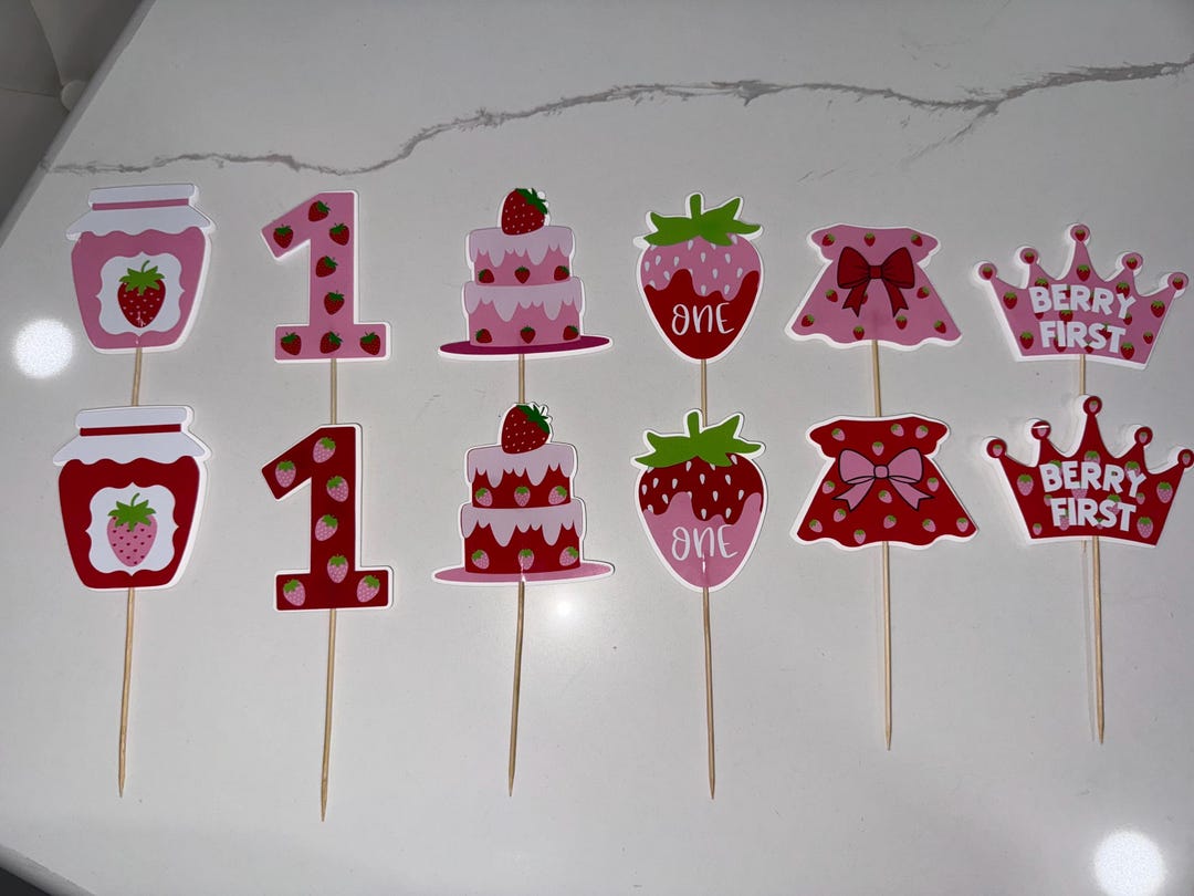 Berry First Birthday Cupcake Toppers! Strawberry Themed! Sweet One - Etsy