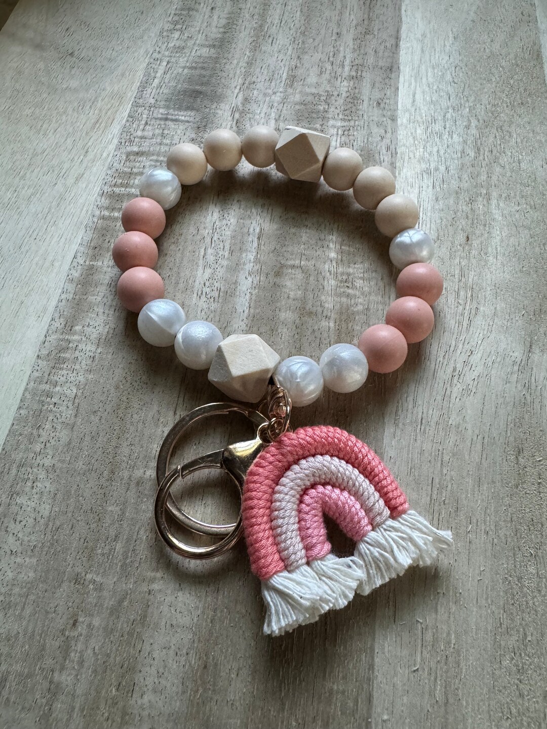 Neutral Rainbow Silicone Bracelet Keychain Bracelet Keychain Etsy