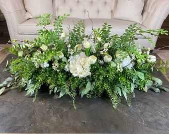 Long Year Around Natural White Hydrangea, Real Touch Tulips, Blossom, Greenery, Arrangement Centerpiece, Natural Year Around Arrangement