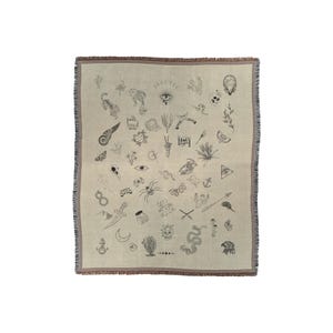Tattoo Flash Blanket | Alternative Woven Throw | Edgy Home Decor | Tattoo Culture Design
