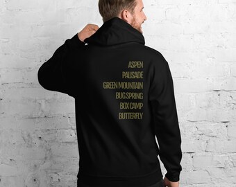 Unisex Hiking Trail Names Pullover Hoodie | Mount Lemmon & Tucson Hoodie for Outdoor Enthusiasts