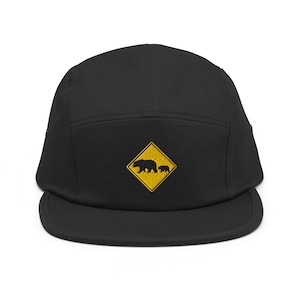 Bear Crossing Five Panel Cap | Nature Sign Hat for Camping, Outdoor Adventure & Wildlife Lovers