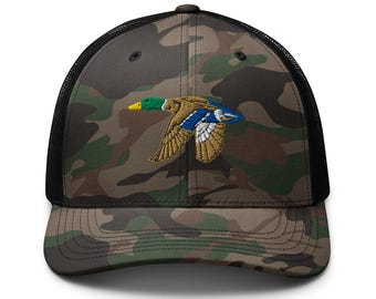 Gräsandskamouflagehatt för truckern | Justerbar friluftskeps | American Wildlife Gear & Gifts | Broderad hatt