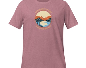 Sonnenaufgang bis Sonnenuntergang | Outdoor-Grafik-T-Shirt | Inspirierendes Natur-Shirt | Natur-Liebhaber-Bekleidung