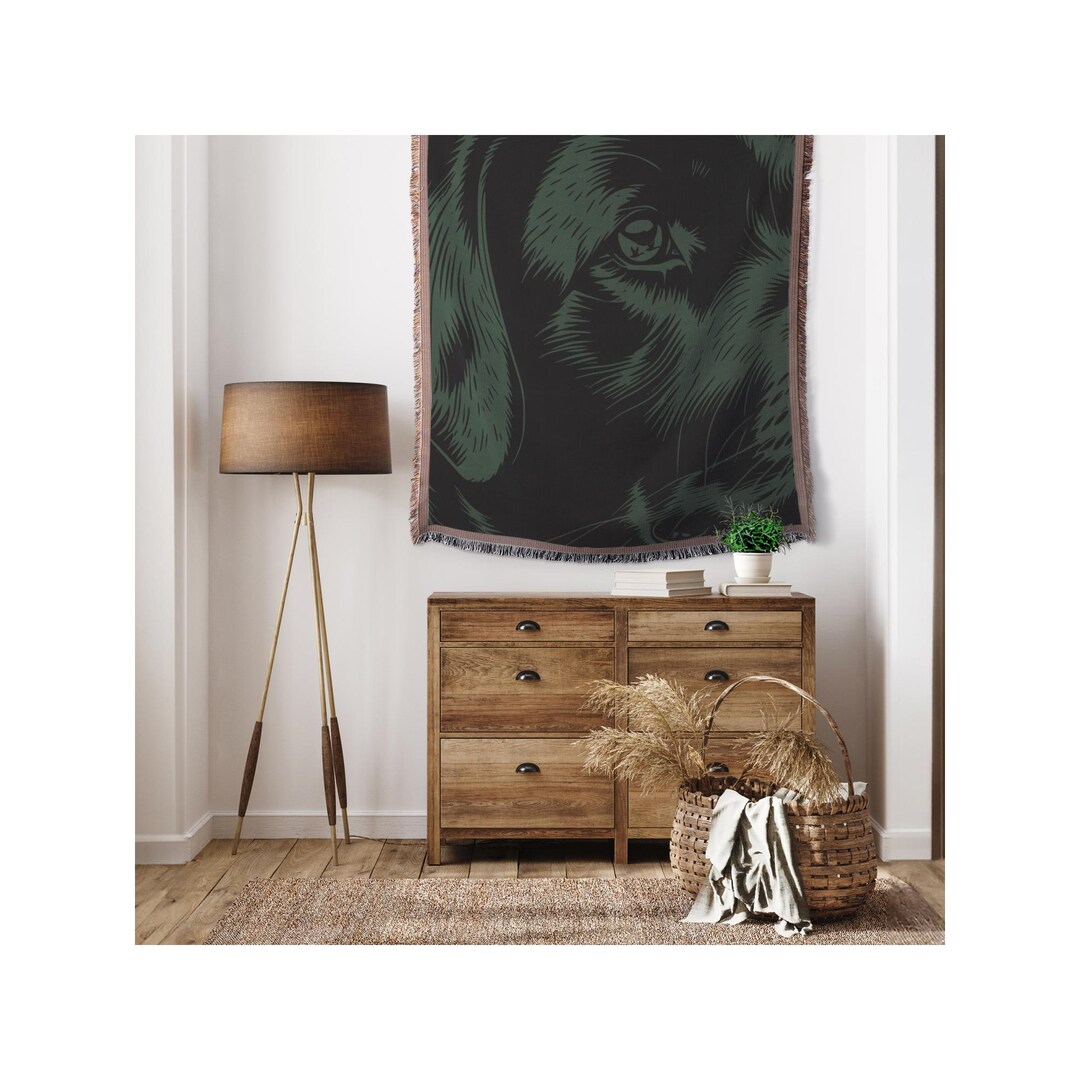 Black Lab Woven Throw | Lab and Duck Design | Cozy Cottagecore Dog ...