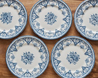 Talerze obiadowe Kent Blue firmy Swinnertons Staffordshire Anglia zestaw 5 szt.