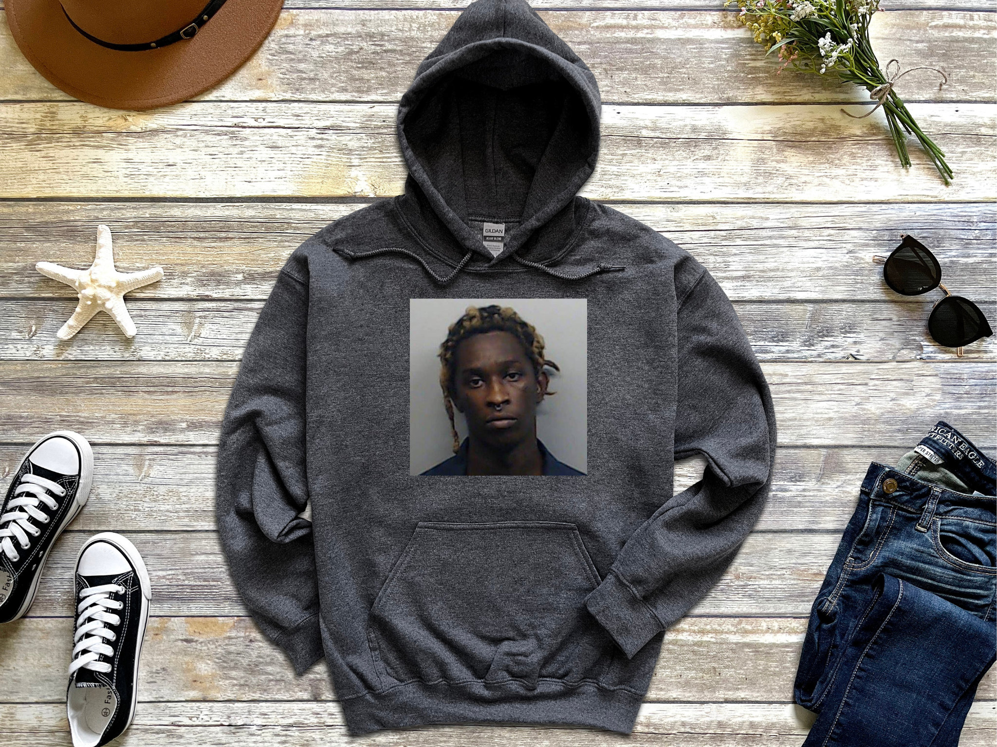 TheCrazyWorldFinds Young Thug Hoodie ,rapper Hoodie ,Youngthug Mugshot Hoodie ,Hiphop Hoodie