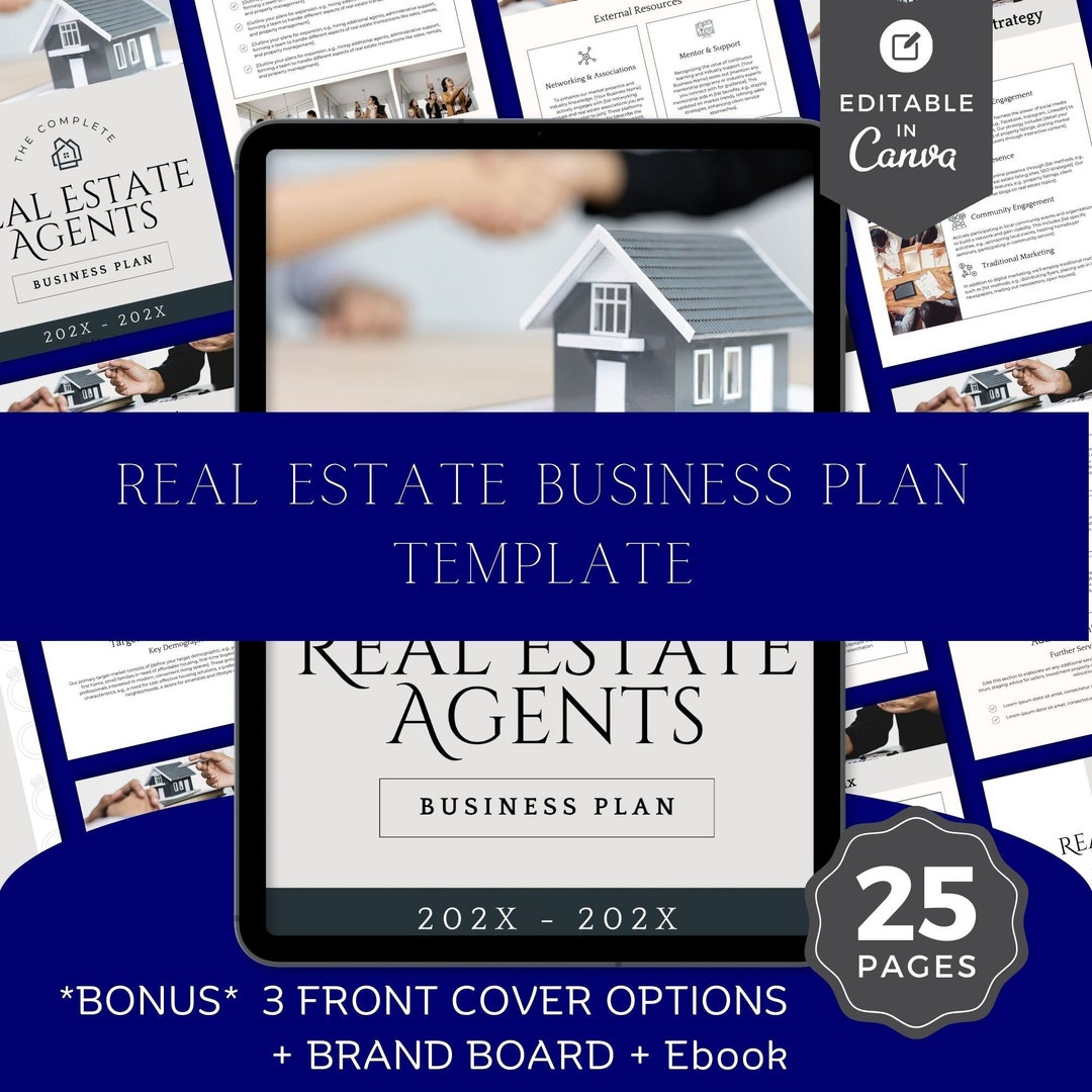 Real Estate Agent Business Plan Template Editable in Canva Instant