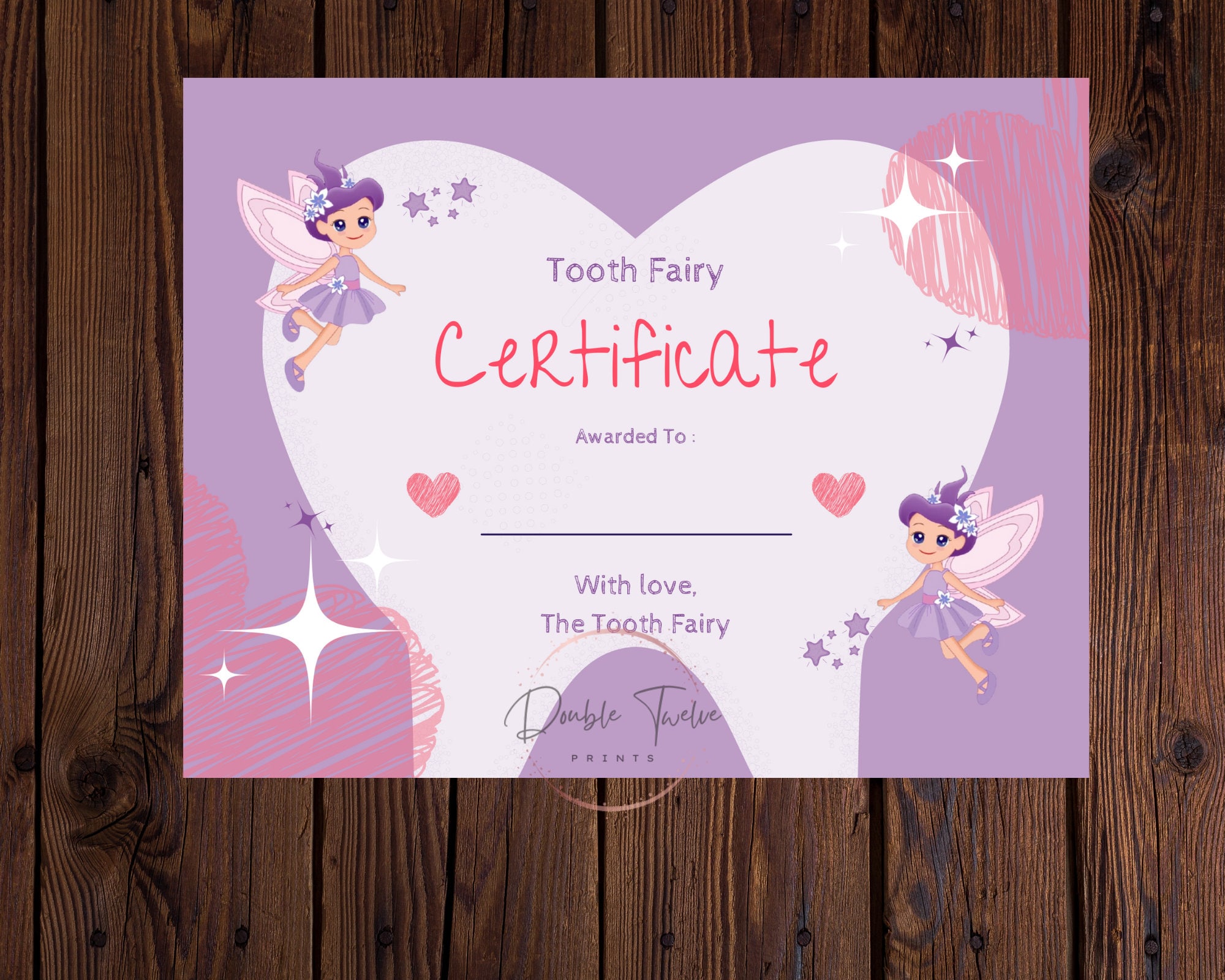 Tooth Fairy Certificate Kids Printable First Tooth Award Etsy Canada