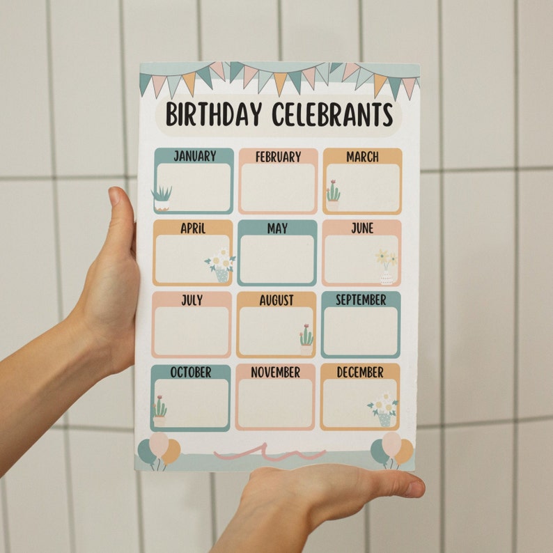 Classroom Birthdays Chart Printable Class Birthday Poster - Etsy