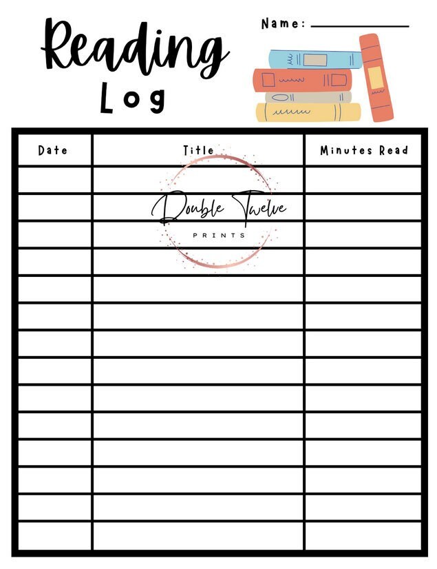 Printable Reading Log Chart Classroom Back to School Digital - Etsy