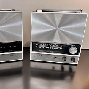 Rare AM/FM 2 Speaker Stereo Radio, the Sony 8F-38D in Stainless Steel from the 1960’s