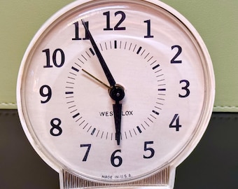 Westclox Alarm Clock | Wind Up Bell Alarm | Wilted White | 70's | Canada