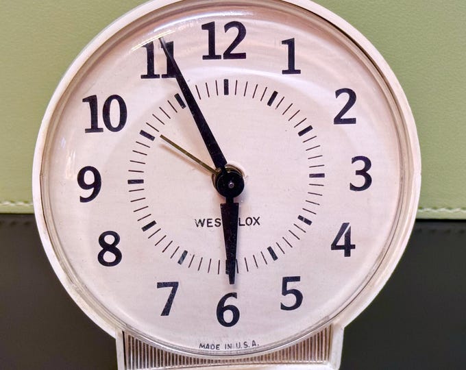 Westclox Alarm Clock | Wind Up Bell Alarm | Wilted White | 70's