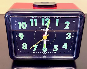 Retro Alarm Clock | Casio | Glowing Hands | Rousing Red | New Old Stock | 80's