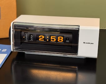 Vintage Alarm Clock | Sankyo DT612 | Bright White | New Old Stock | 70's | Japan