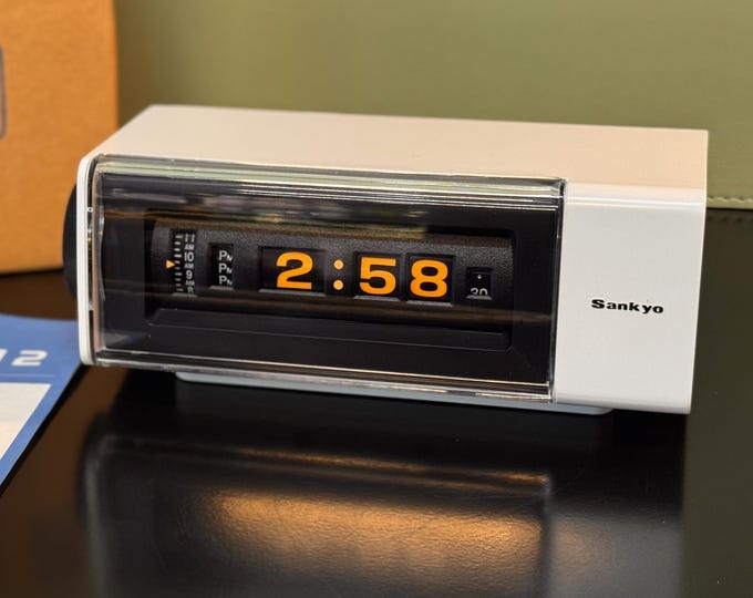 Vintage Alarm Clock | Sankyo DT612 | Bright White | New Old Stock | 70's