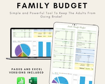 Family Budget Planner - Digital Download - Excel